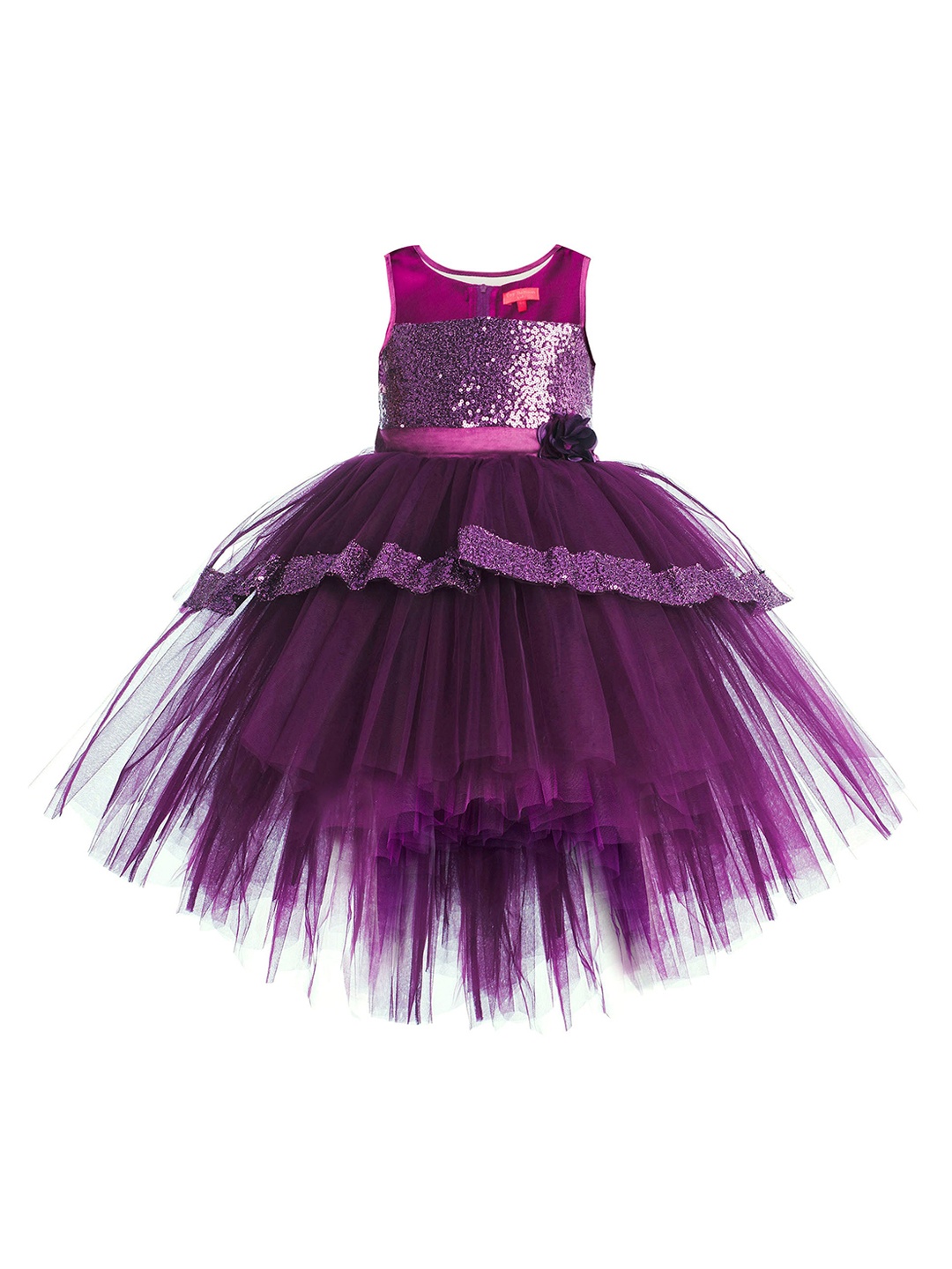 

Toy Balloon kids Purple Embellished Layered Net Dress