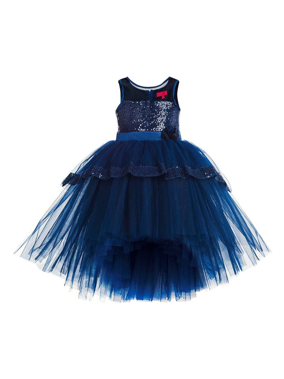 

Toy Balloon kids Navy Blue Embellished Layered Net Tulle Dress