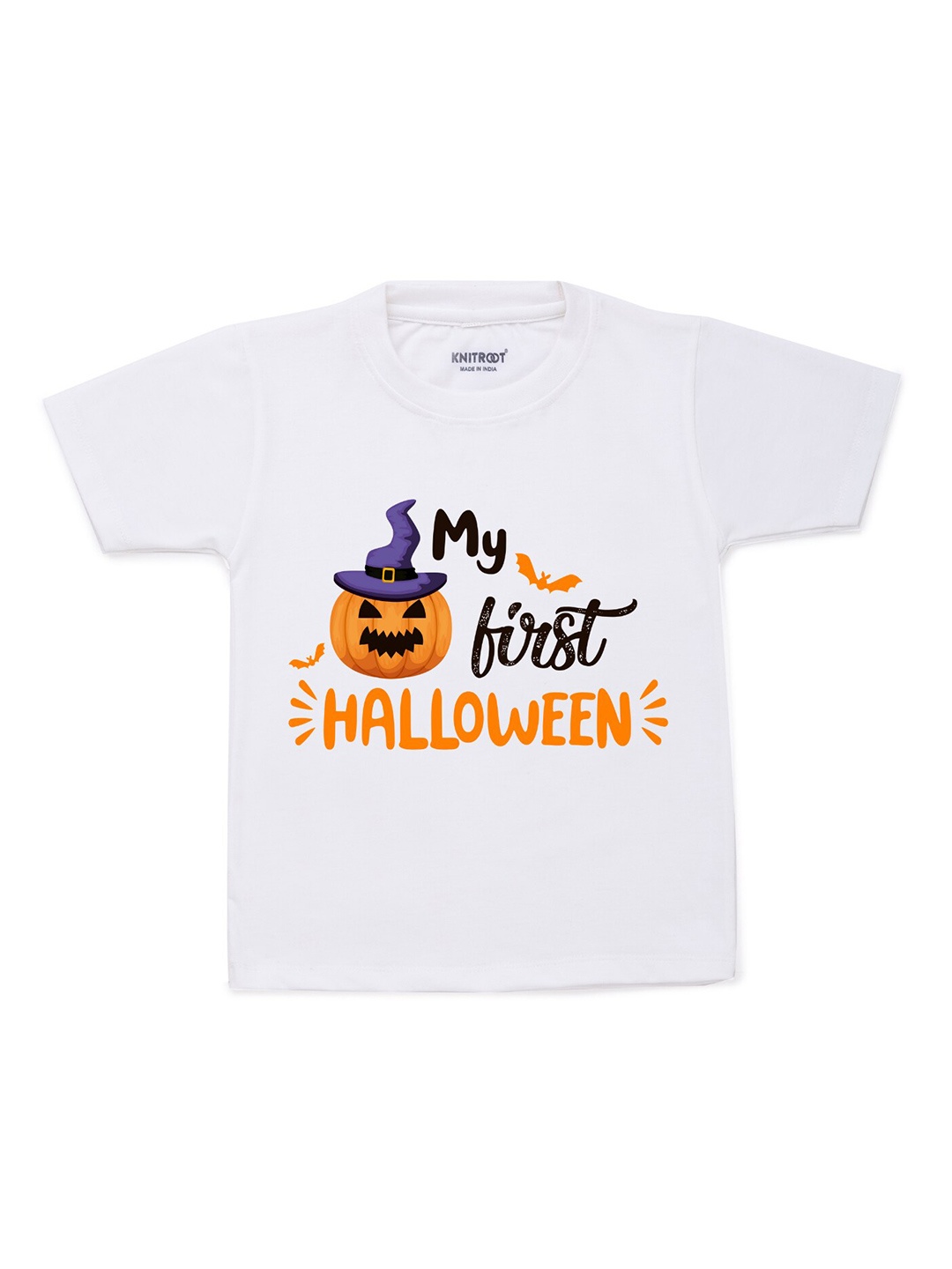 

KNITROOT Unisex Kids White Printed Cotton T-shirt