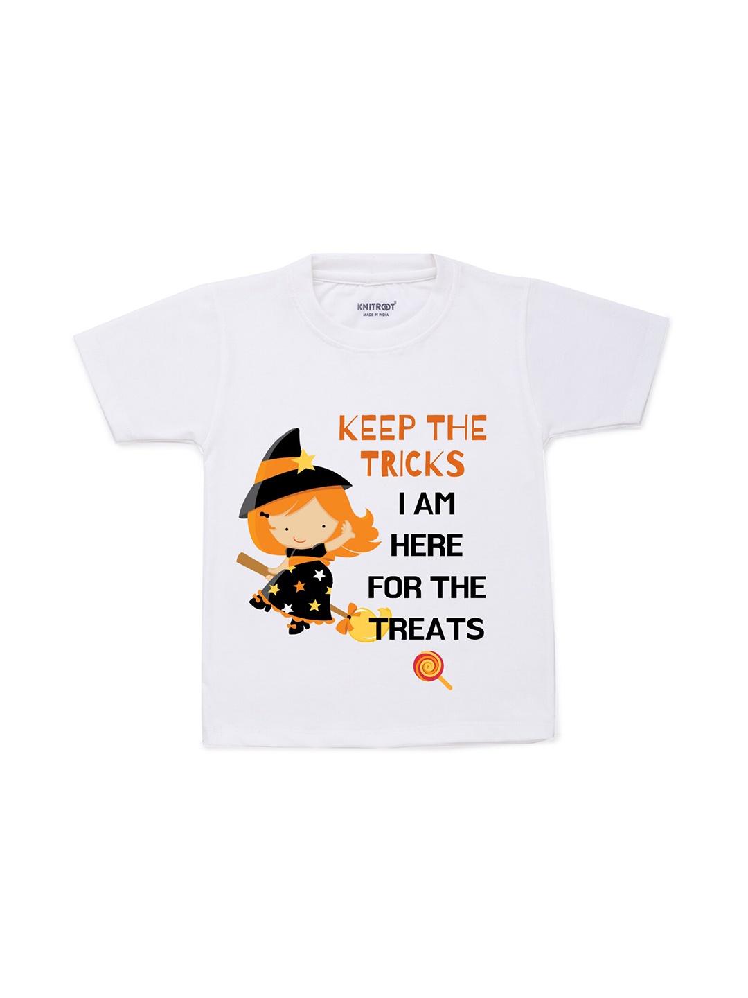 

KNITROOT Unisex Kids White Round Neck T-shirt