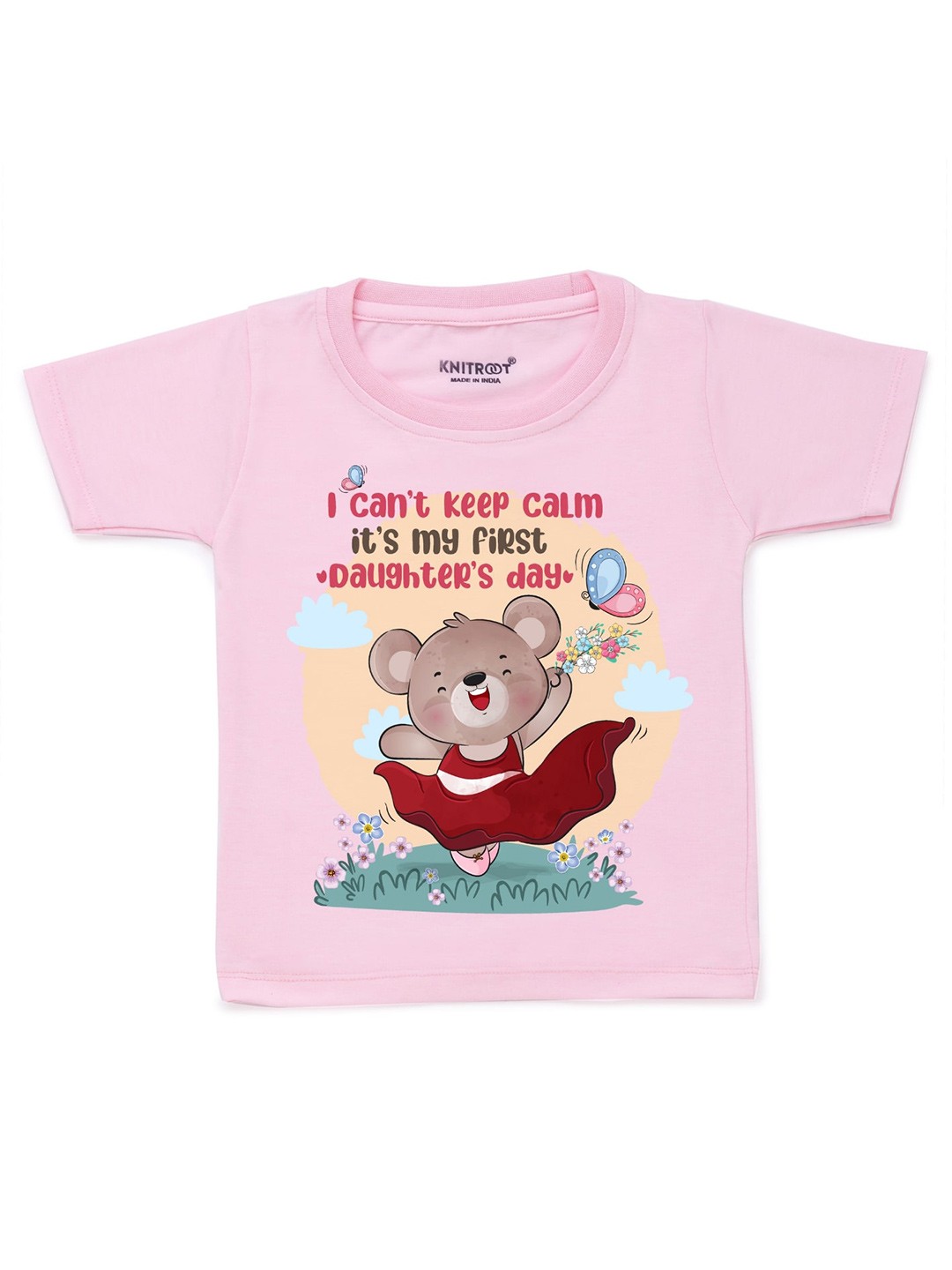 

KNITROOT Unisex Kids Pink T-shirt