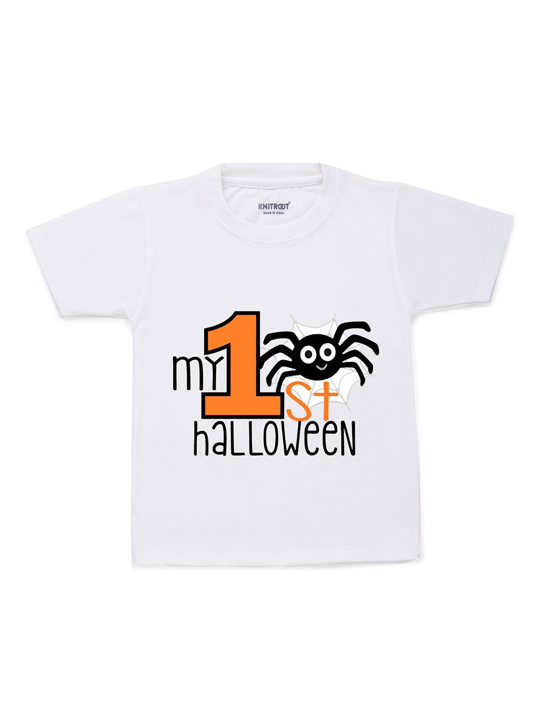 

KNITROOT Kids White Spider Printed T-shirt