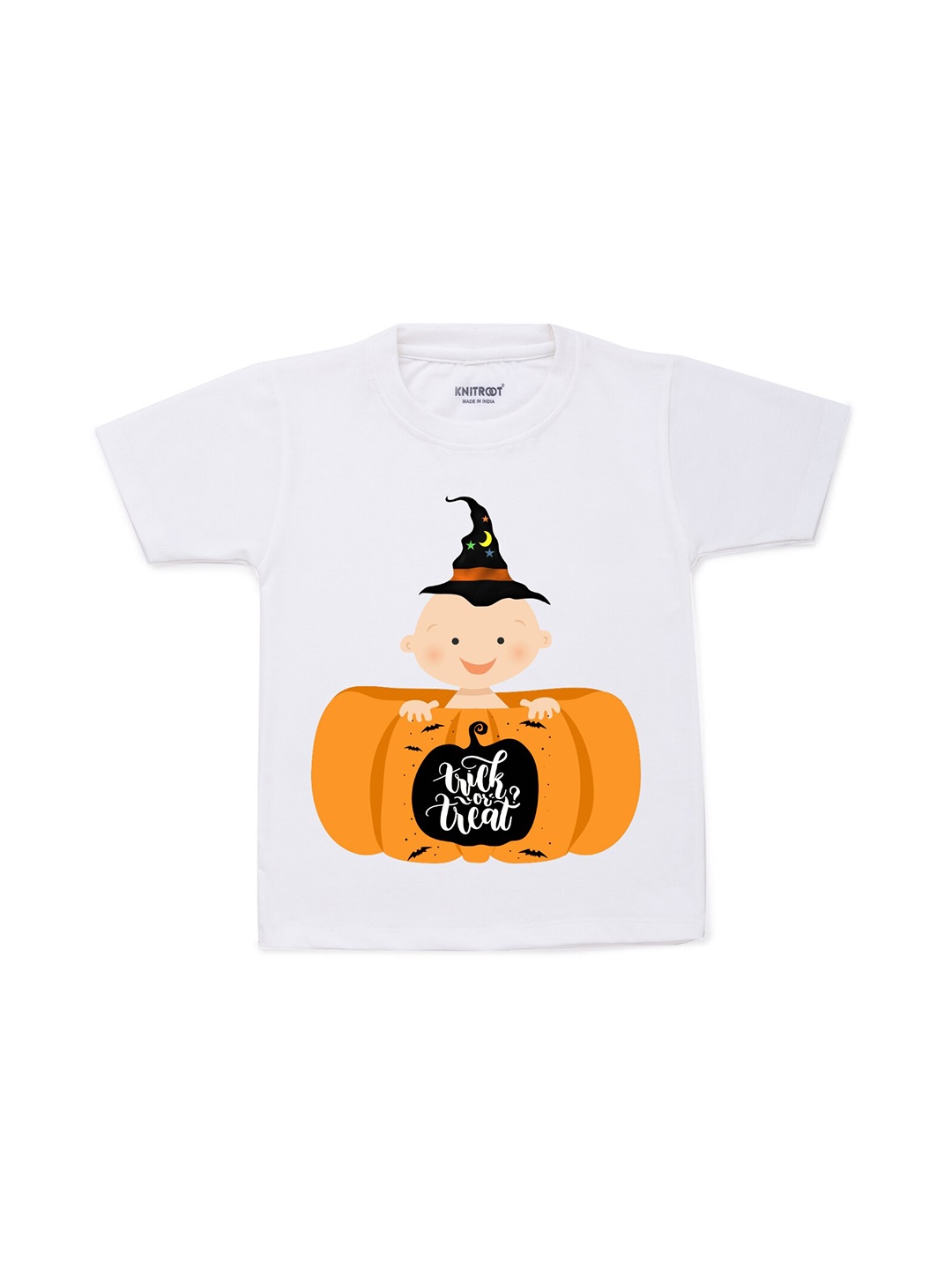 

KNITROOT Unisex Kids White Round Neck T-shirt