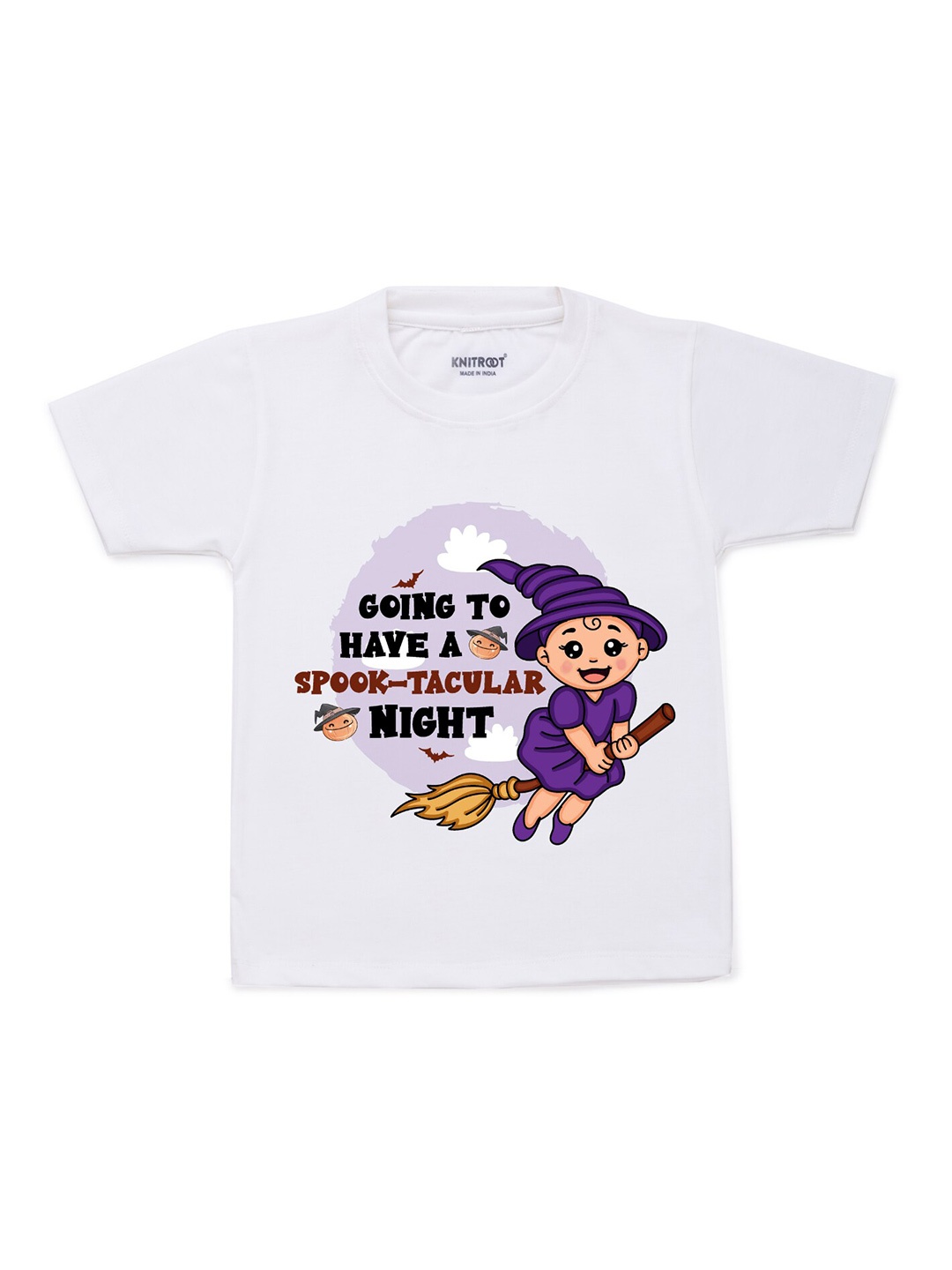 

KNITROOT Unisex Kids White Round Neck T-shirt