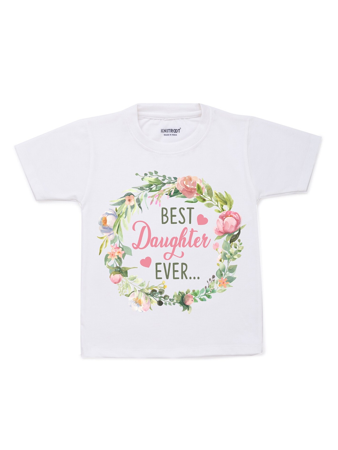 

KNITROOT Unisex Kids White Round Neck T-shirt