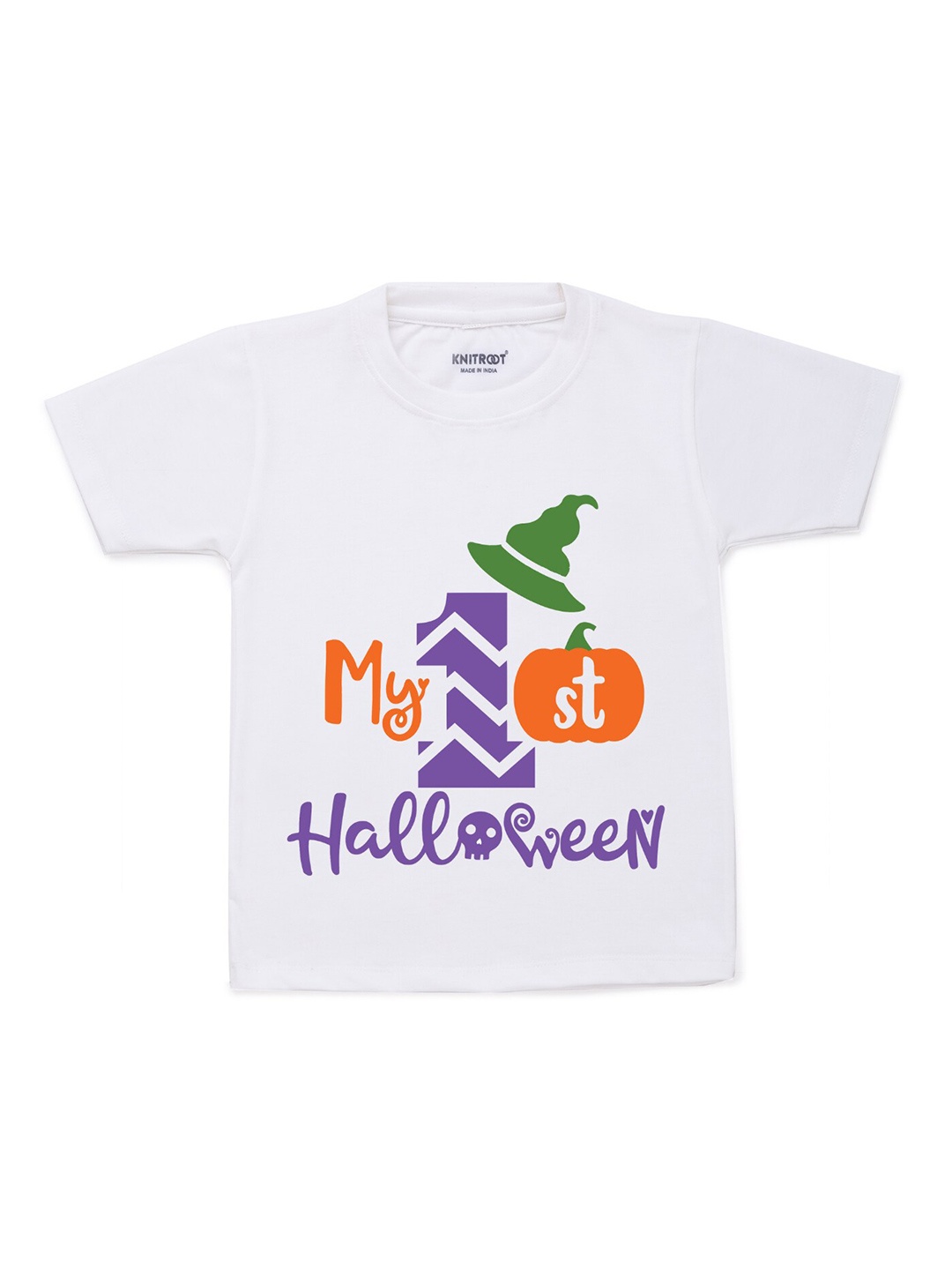 

KNITROOT Unisex Kids White Round Neck T-shirt
