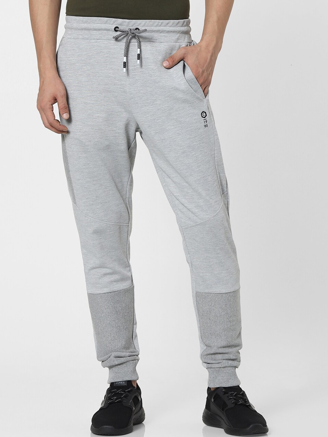 

Jack & Jones Men Grey Solid Slim-Fit Cotton Joggers