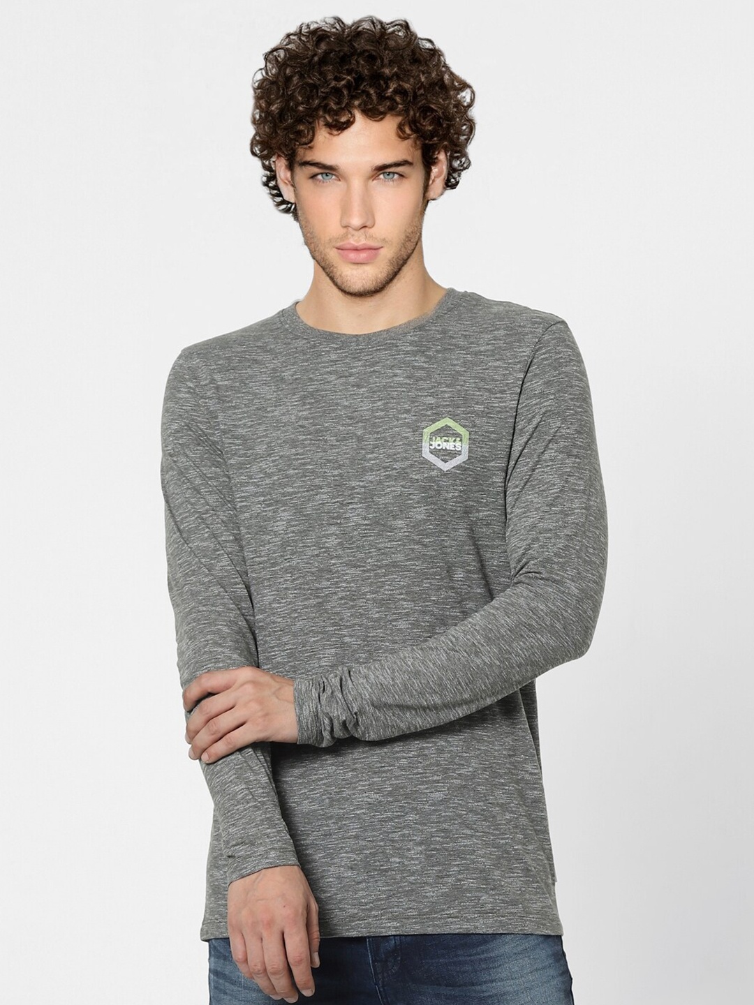 

Jack & Jones Men Grey Melange T-shirt