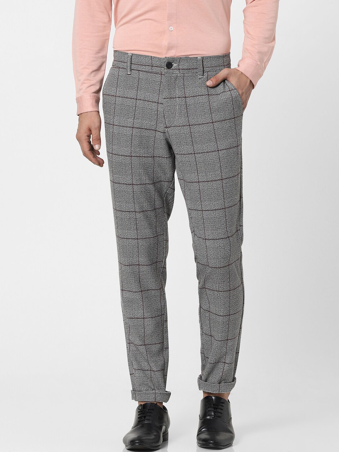 

Jack & Jones Men Grey Slim Fit Trousers