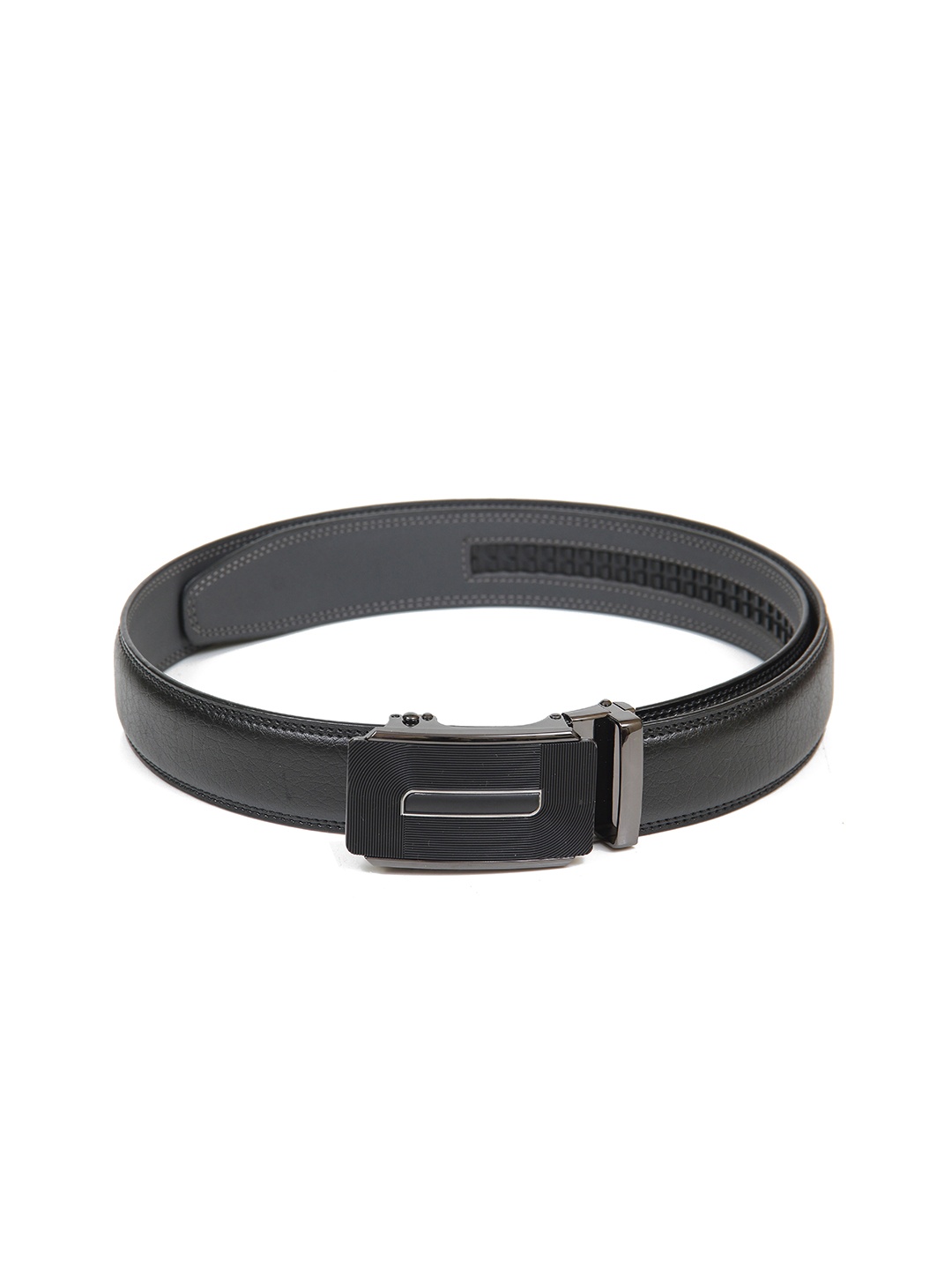 

Calvadoss Men Black Textured No Holes PU Belt
