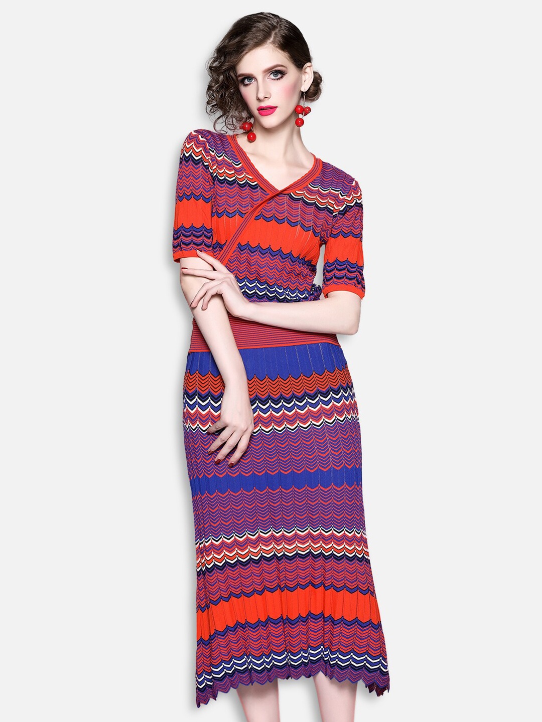 

JC Collection Women Multicolour Geometric Printed Sheath Dress, Red