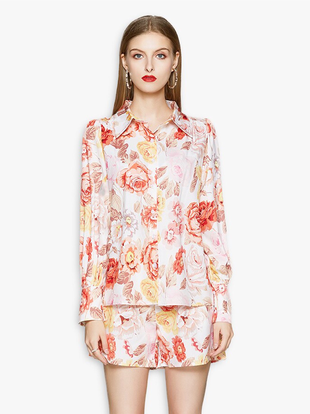 

JC Collection Women Pink & Orange Printed Shirt with Shorts