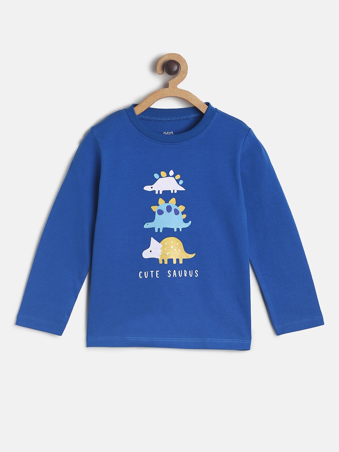 

MINI KLUB Boys Blue Typography Printed Applique T-shirt