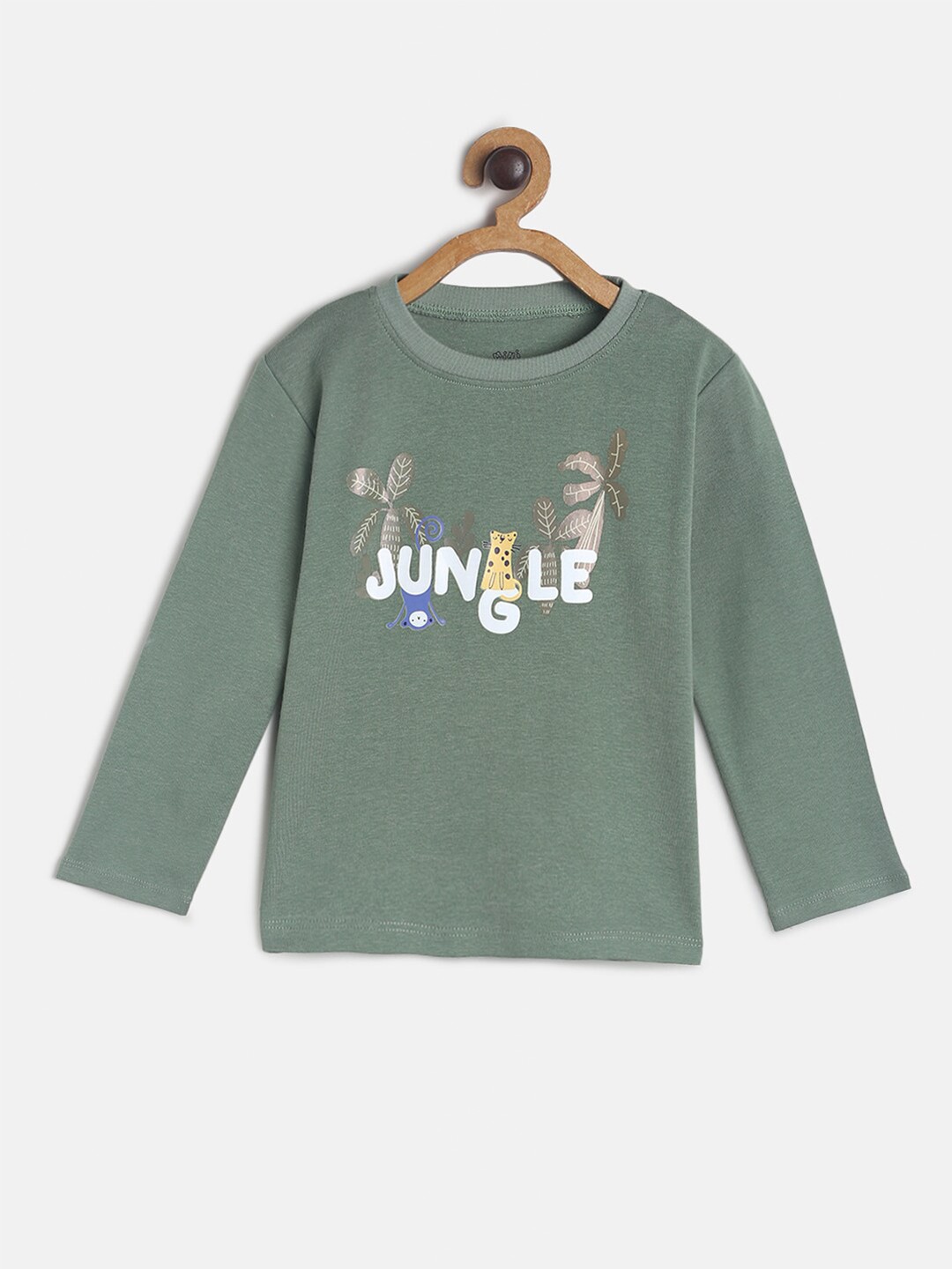

MINI KLUB Boys Olive Green Printed T-shirt