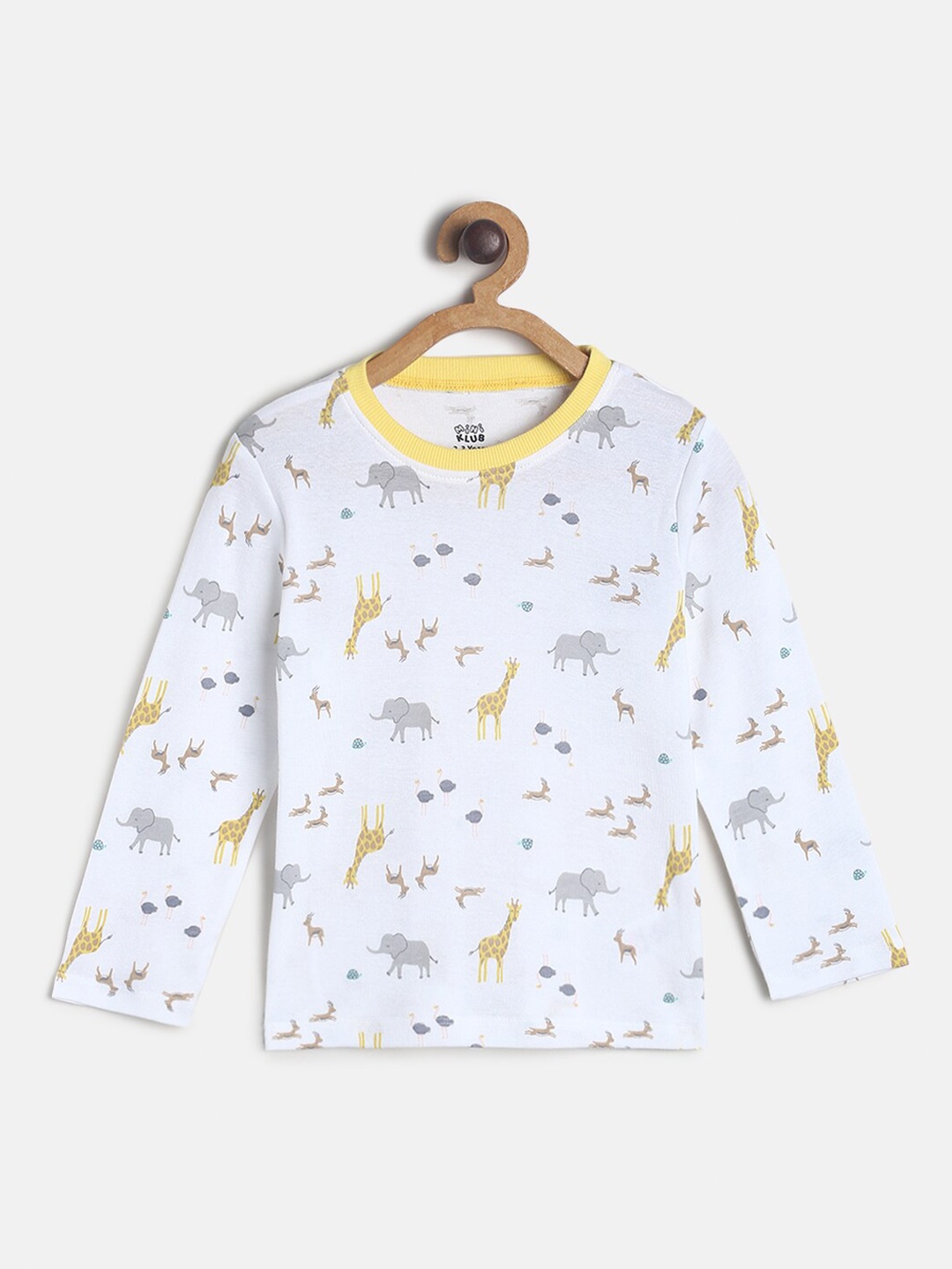 

MINI KLUB Boys White & Yellow Printed T-shirt