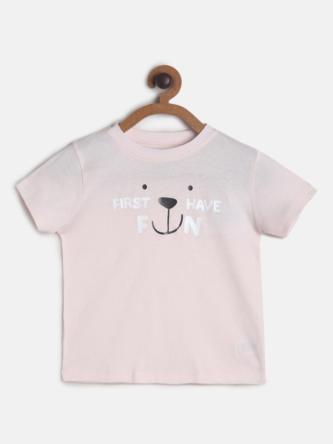 

MINI KLUB Boys Pink Printed Pure Cotton T-shirt