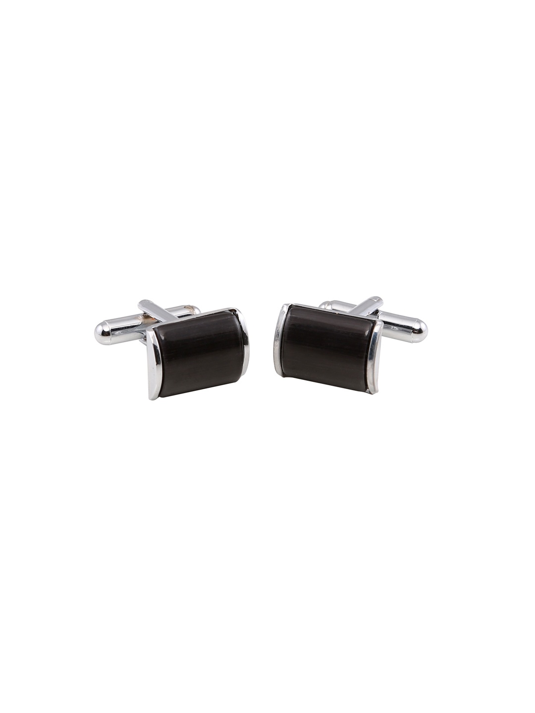 

Tossido Black Stone-Studded Rectangular Cufflinks