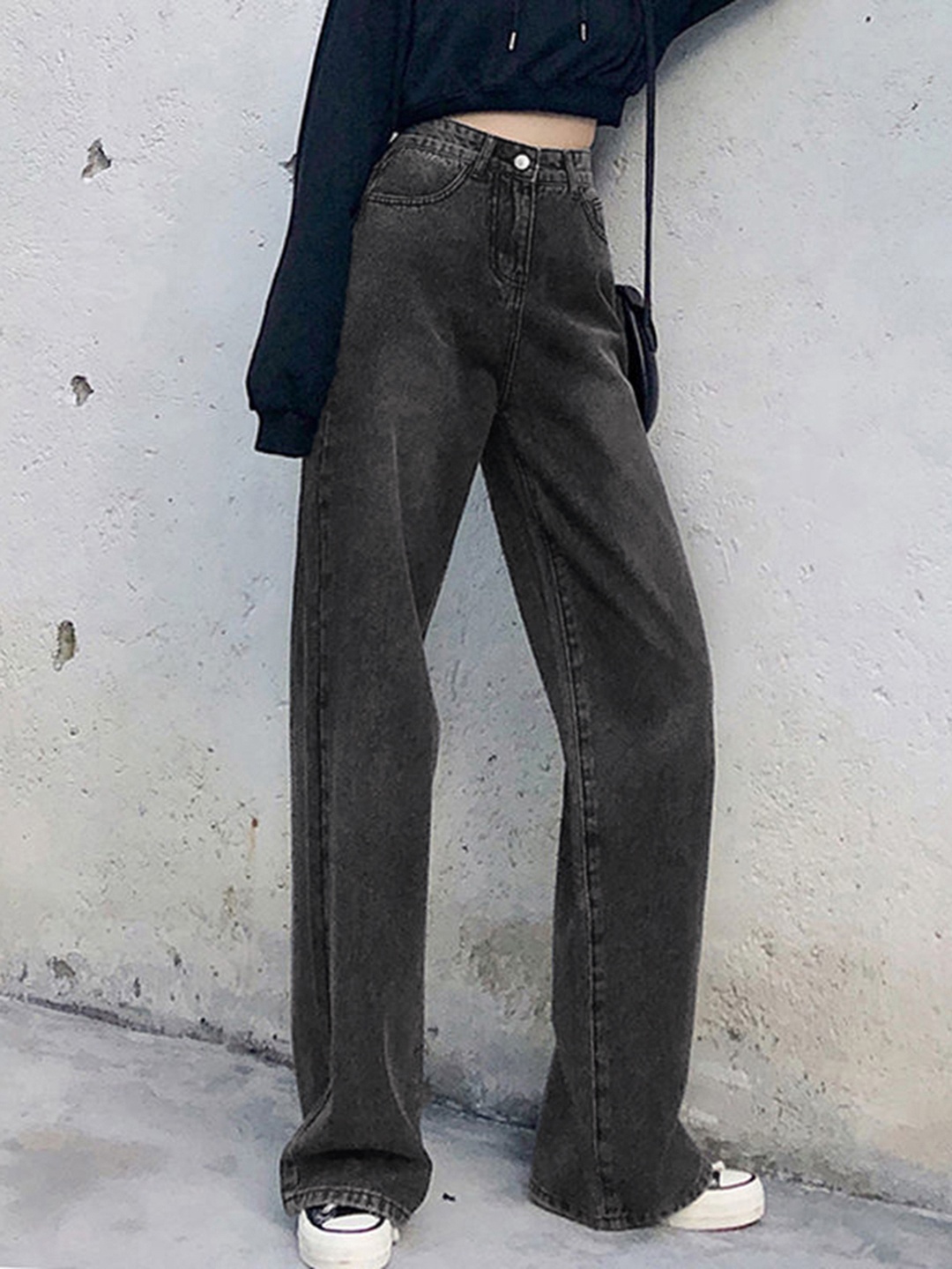 

URBANIC Women Black Wide Leg Stretchable Jeans