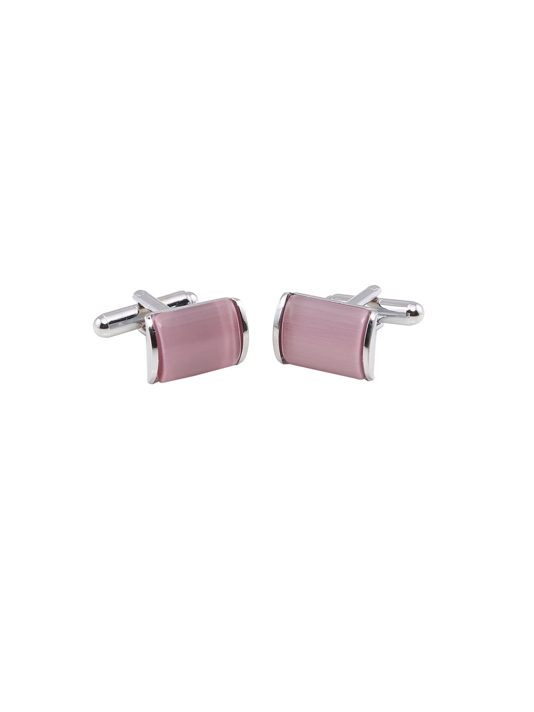 

Tossido Pink Stone-Studded Rectangular Cufflinks