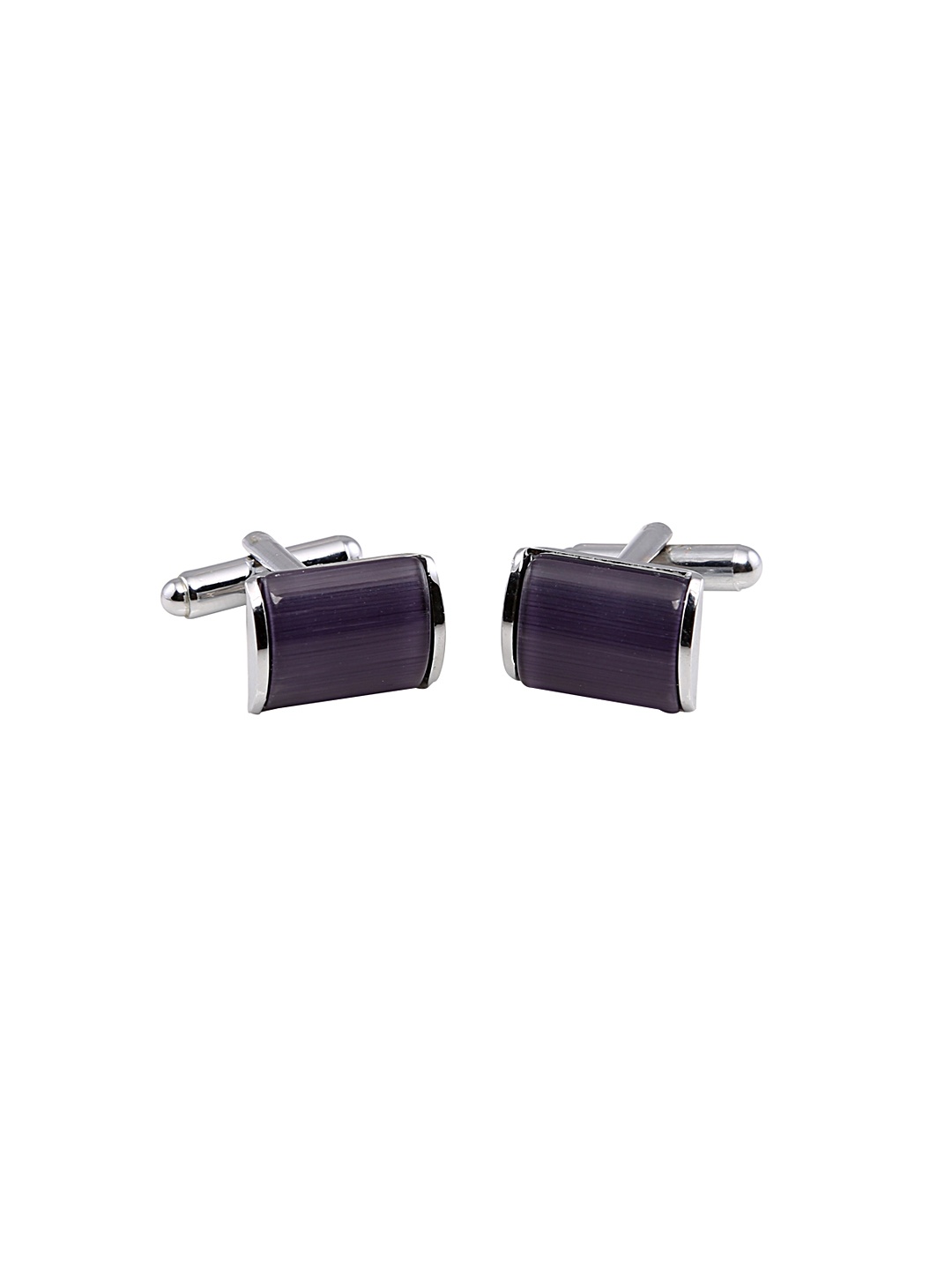 

Tossido Silver-Toned & Purple Rectangular Cufflinks