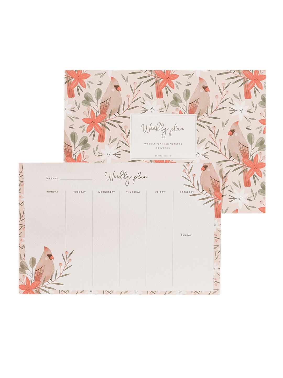 

happywagon Northern Cardinal A4 Weekly Plan Notepad, Taupe