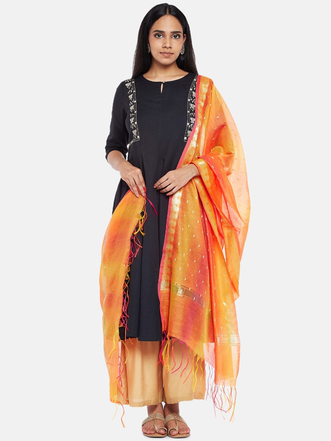 

RANGMANCH BY PANTALOONS Yellow & Gold Woven Design Dupatta with Zari Detail