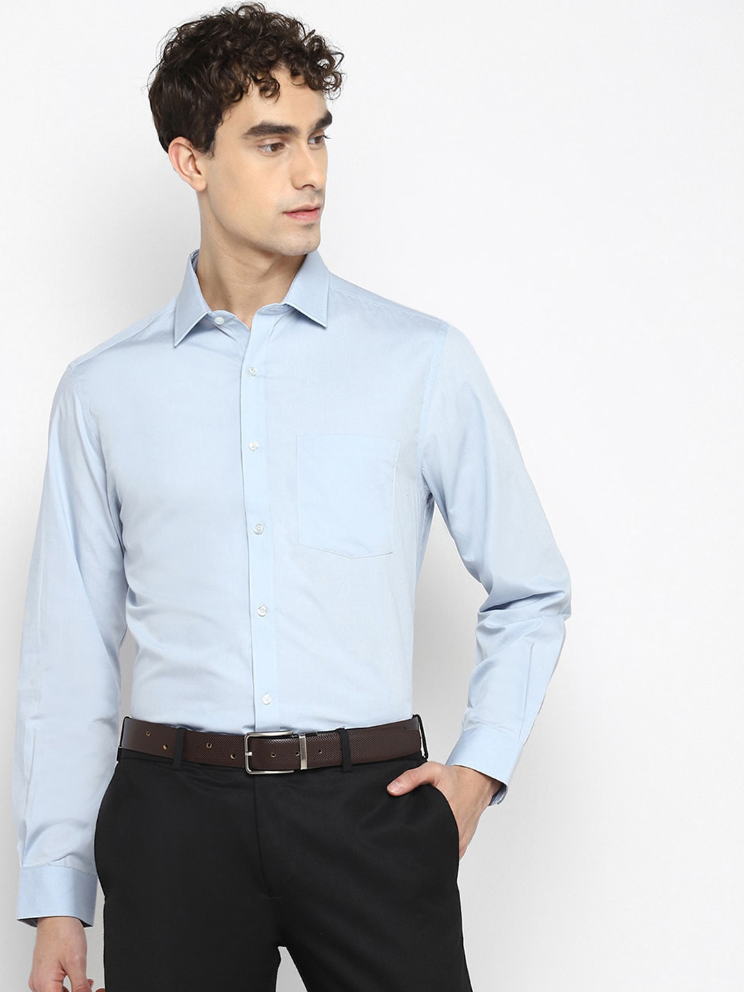 

Turtle Men Blue Solid Regular Fit Opaque Formal Shirt