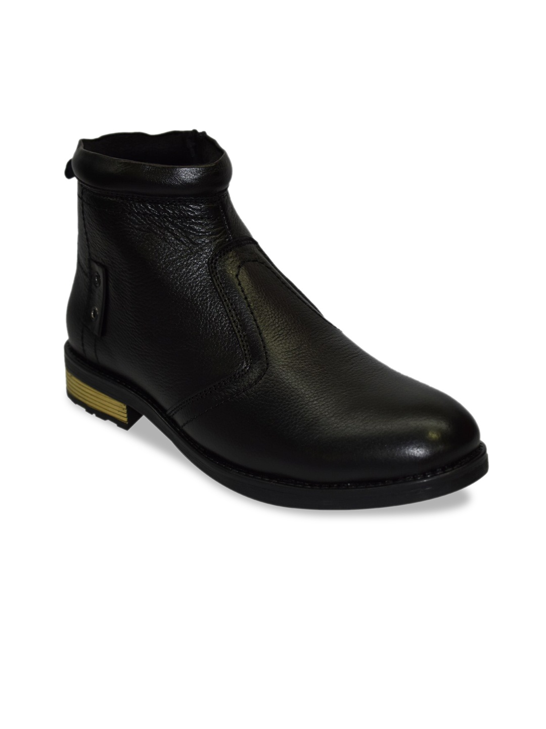 

Ajanta Men Black Textured Leather Formal Boots
