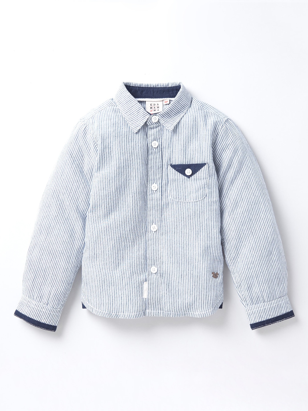 

Ed-a-Mamma Boys White Premium Pinstripes Opaque Striped Casual Shirt