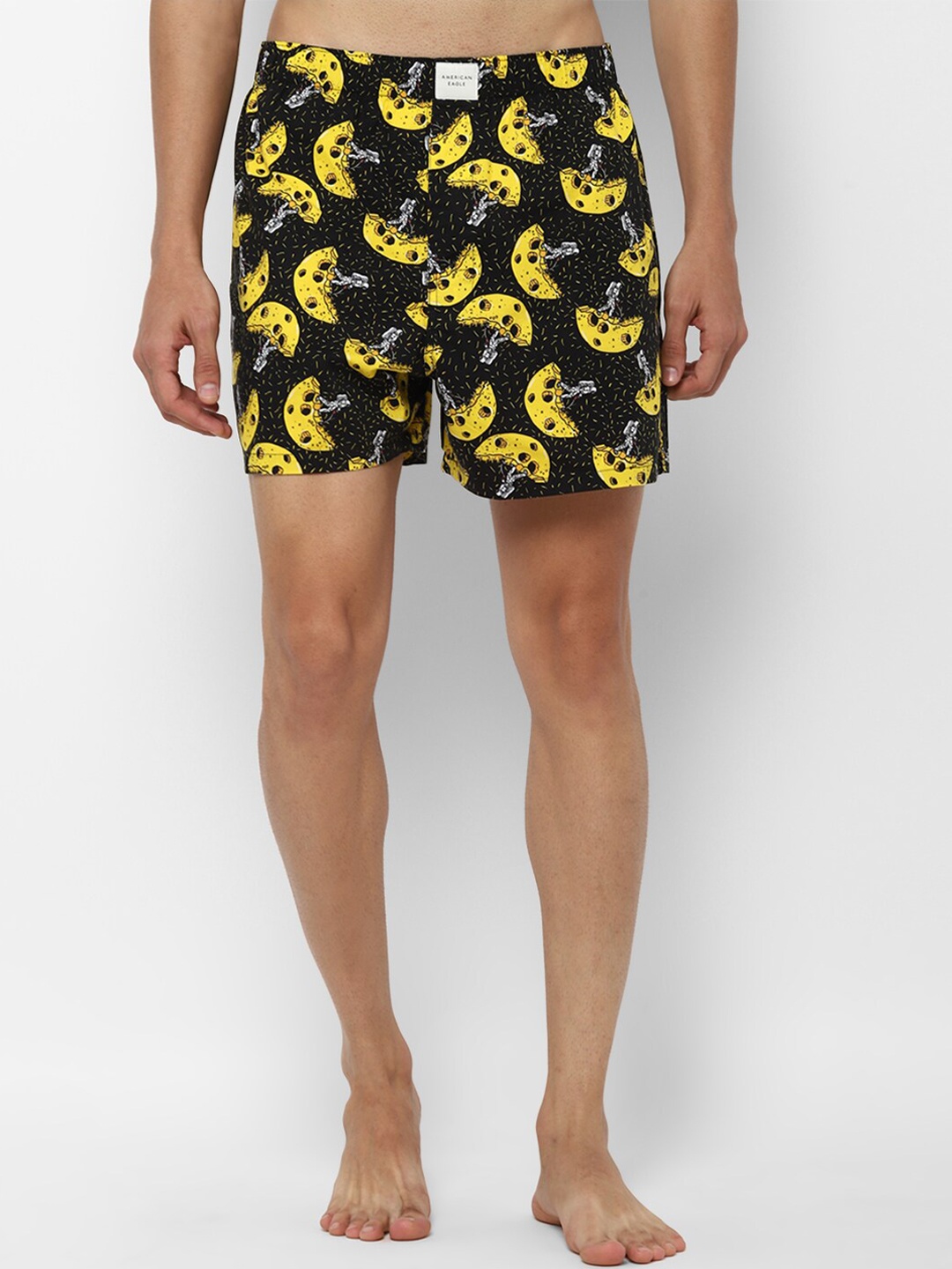 

AMERICAN EAGLE OUTFITTERS Men Black & Yellow Printed Boxers WEC0231344001