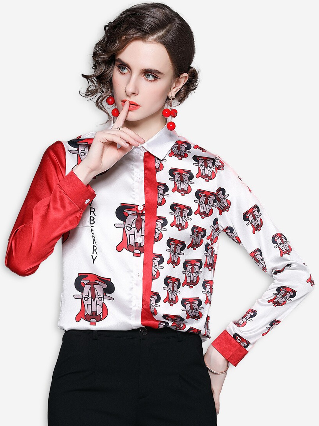 

JC Collection Women White Floral Opaque Printed Casual Shirt