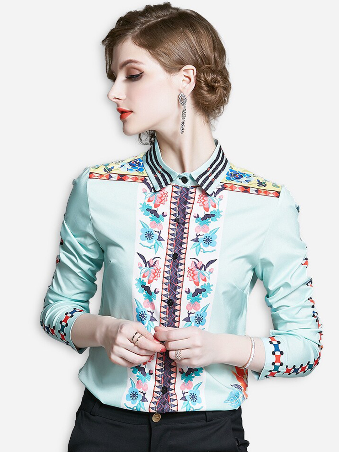 

JC Collection Women Green Opaque Printed Casual Shirt