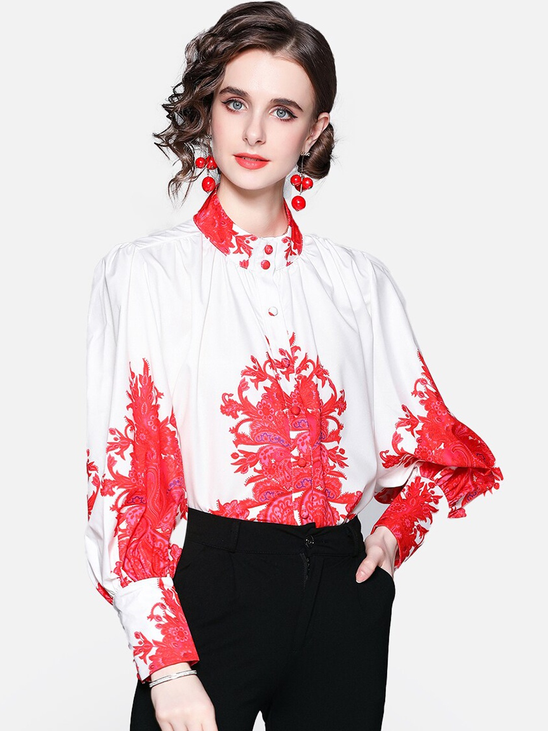 

JC Collection Women White Floral Opaque Printed Casual Shirt