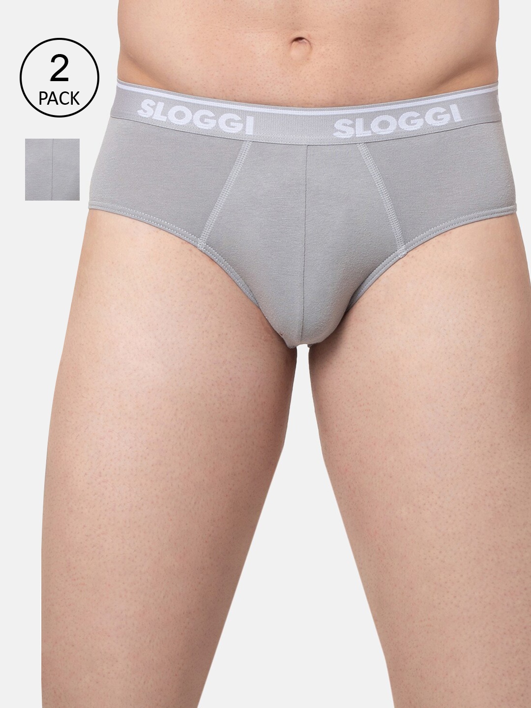 

Sloggi Men Go ABC Cotton Midi - Pack Of 2, Grey