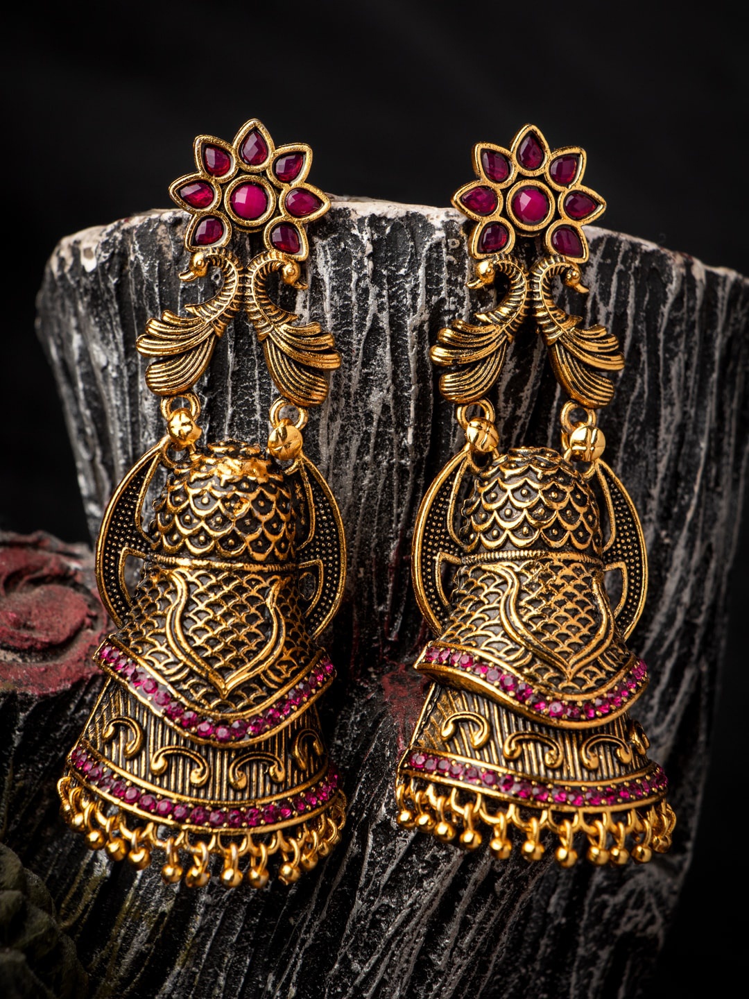 

MORKANTH JEWELLERY Pink Contemporary Jhumkas Earrings