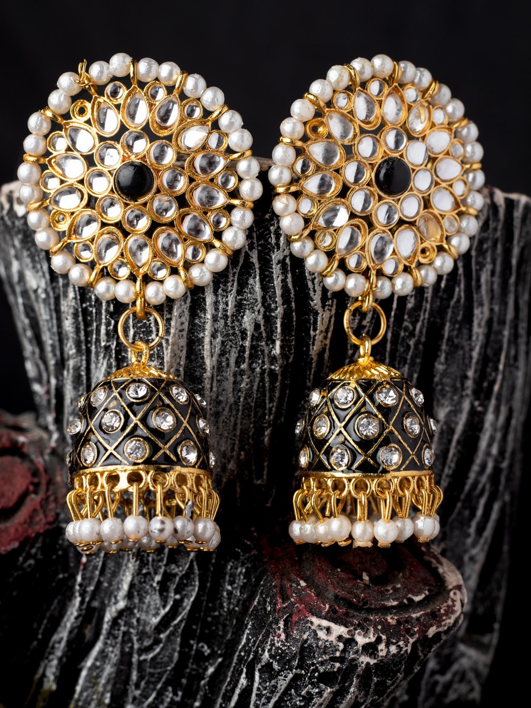 

MORKANTH JEWELLERY Black Contemporary Jhumkas Earrings