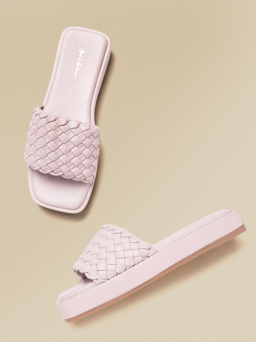

Mast & Harbour Women Lavender Basketweave Open Toe Flats
