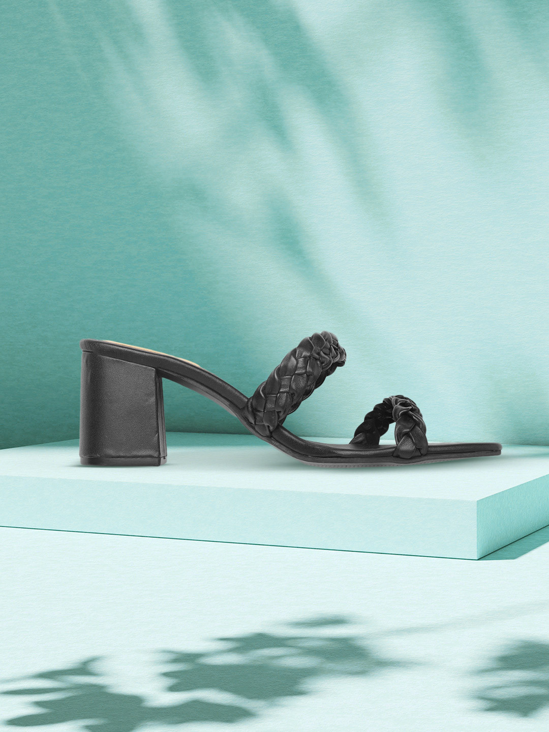 

Mast & Harbour Women Black Braided Block Heels