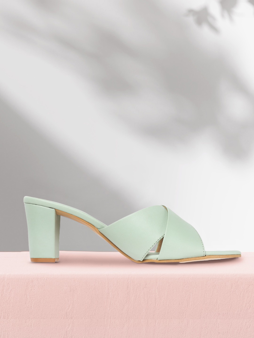 

Mast & Harbour Women Mint Green Solid Block Heels