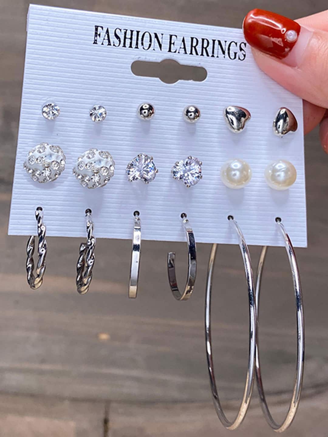 

Shining Diva Fashion Set of 9 Earrings, Multi