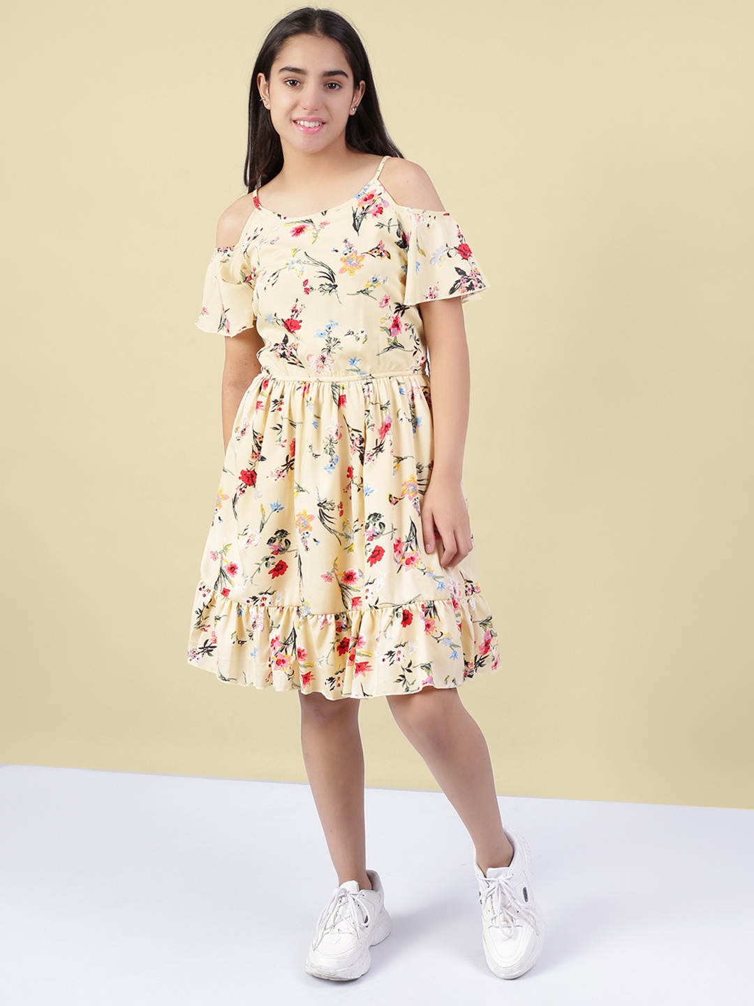 

Naughty Ninos Beige Floral Dress