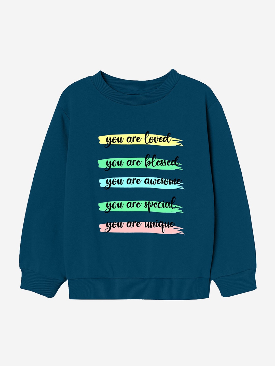 

Naughty Ninos Girls Teal & Green Printed Cotton Sweatshirt