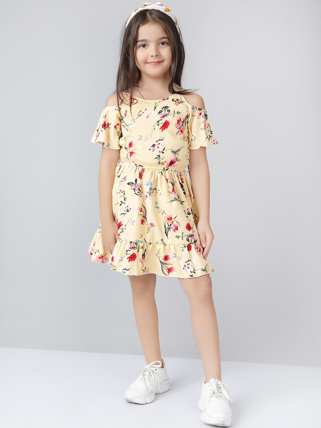 

Naughty Ninos Girls Beige Floral Dress