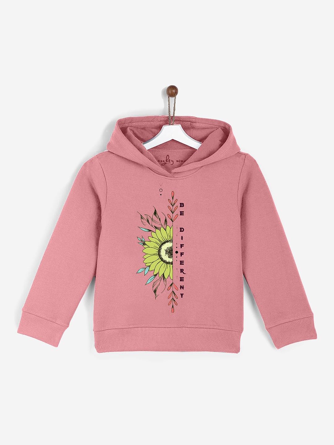 

Naughty Ninos Girls Pink Printed Hooded Sweatshirt