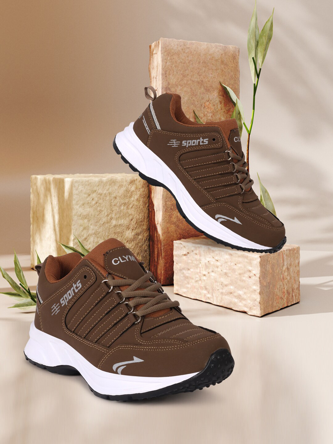 

CLYMB Men Tan Mouse High Cushioning Running Shoes