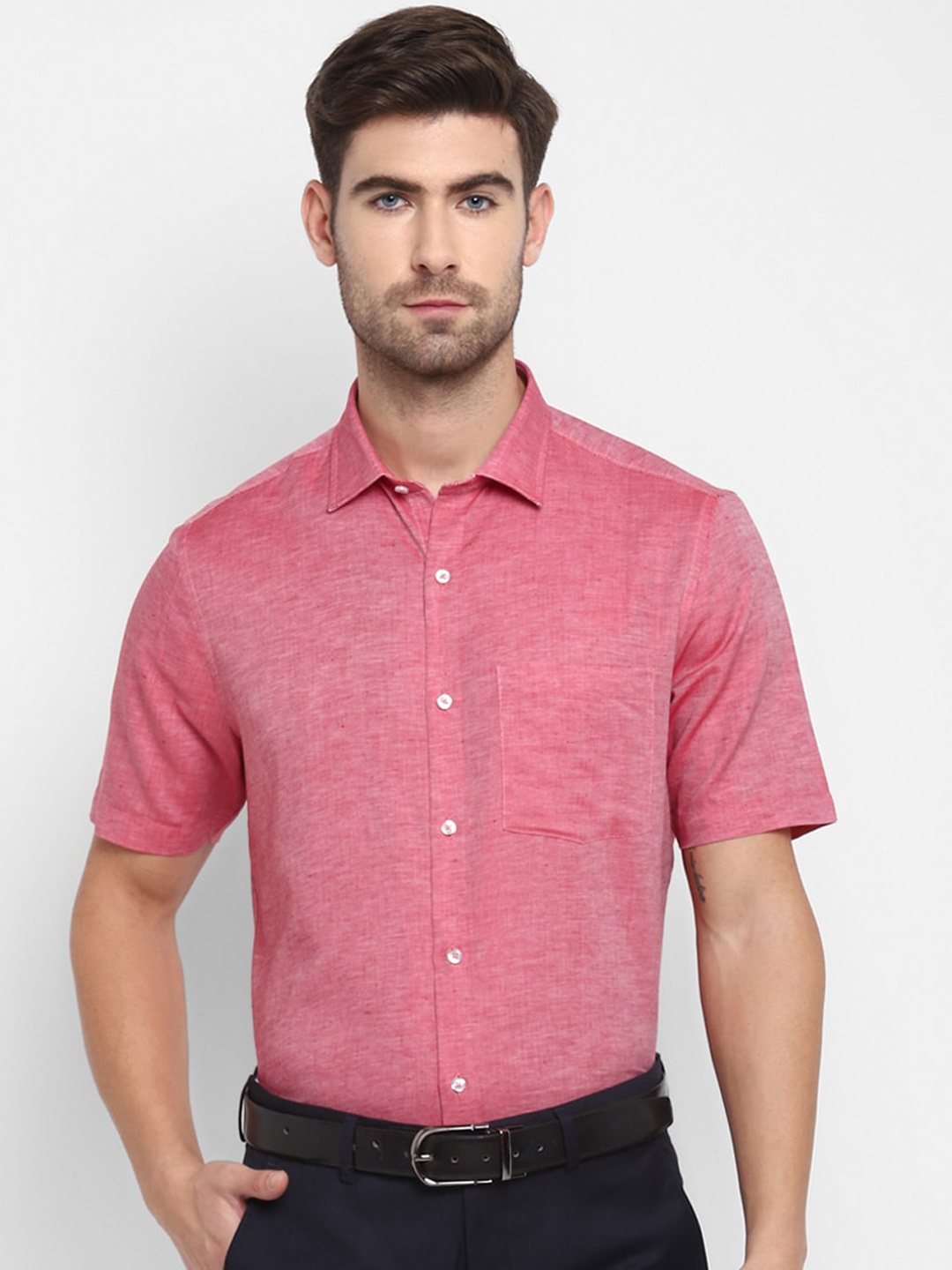 

Turtle Men Red Opaque Formal Shirt