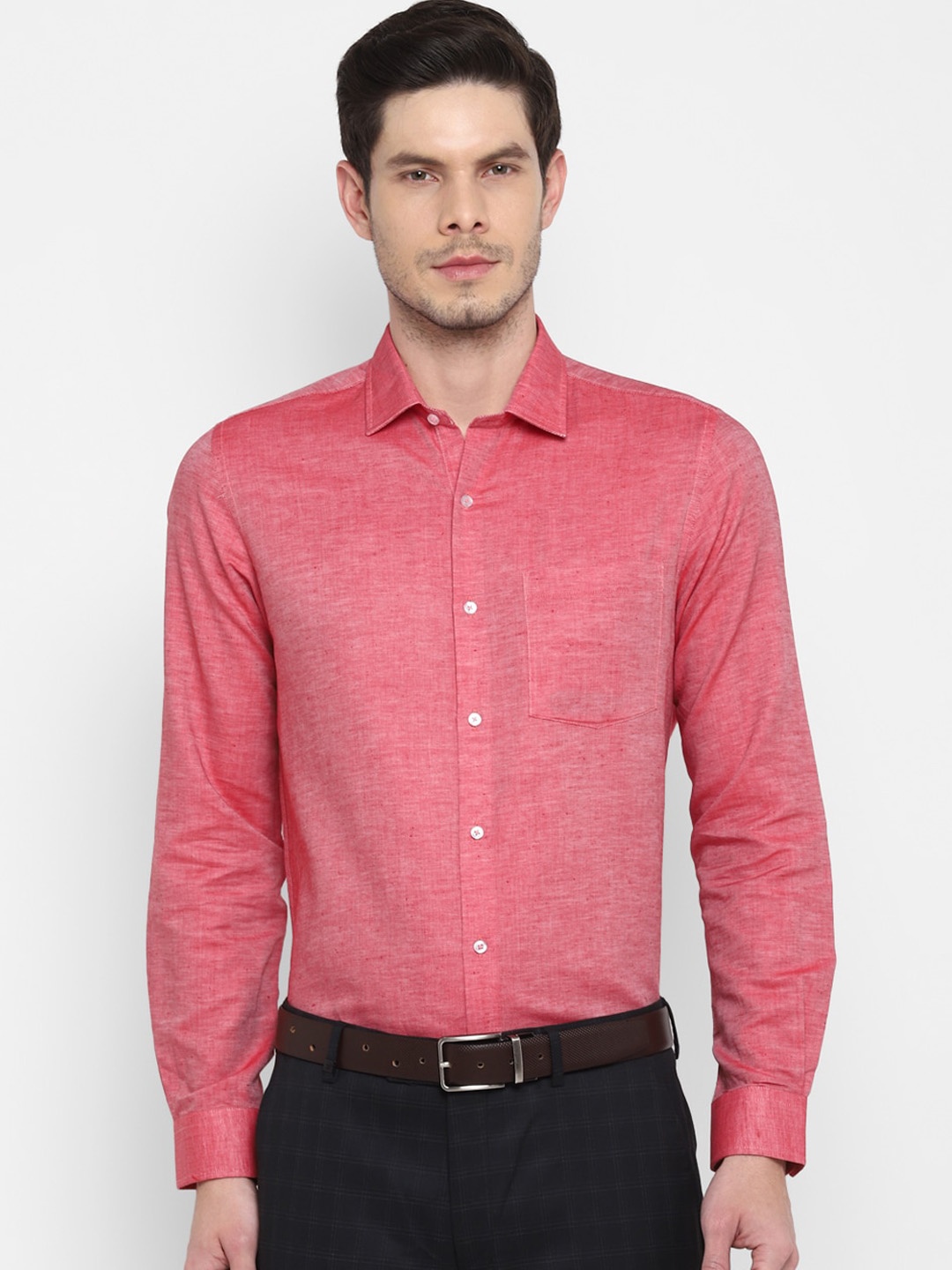 

Turtle Men Red Slim Fit Opaque Formal Shirt