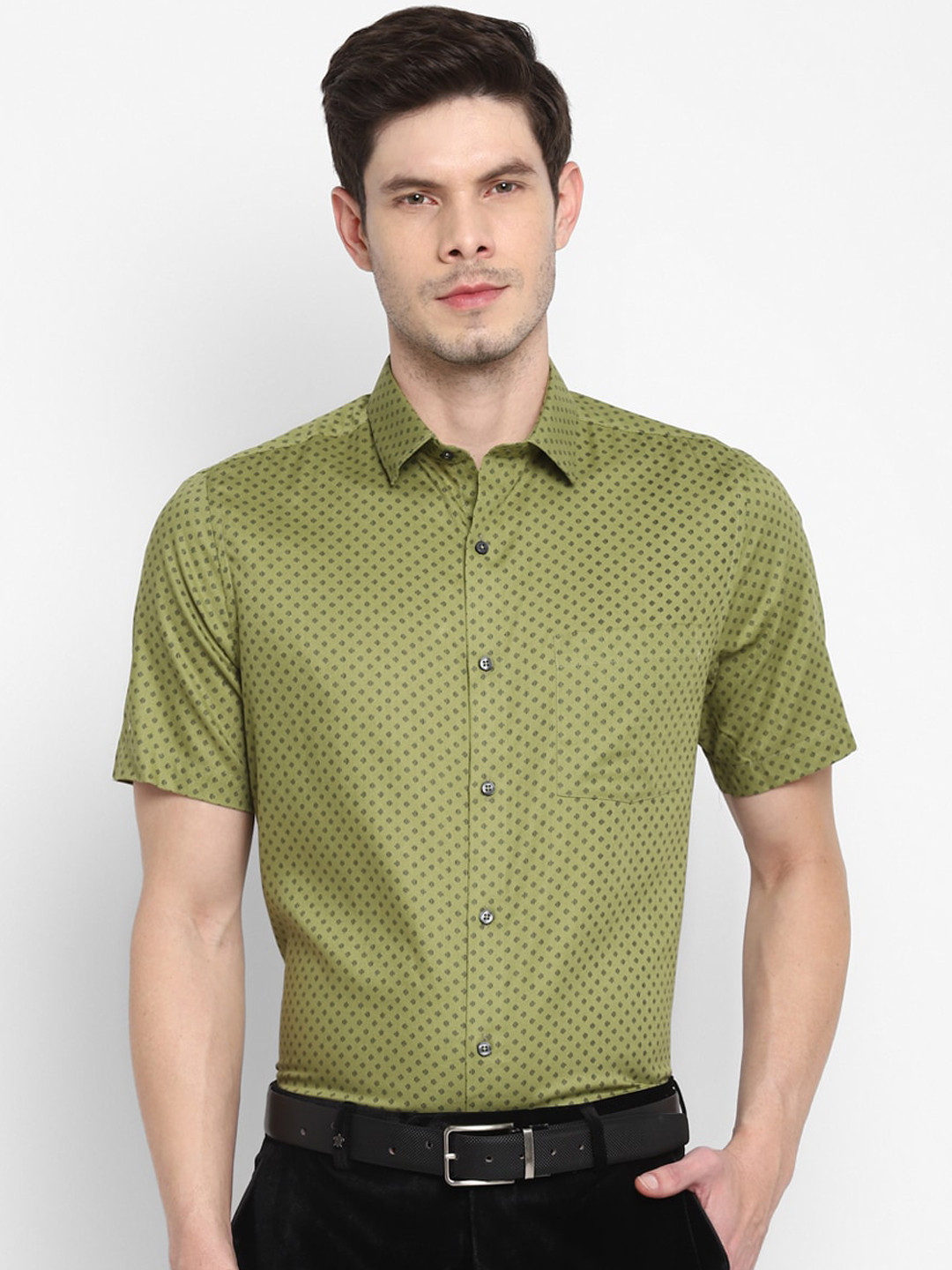 

Turtle Men Green Ditsy Print Formal Shirt