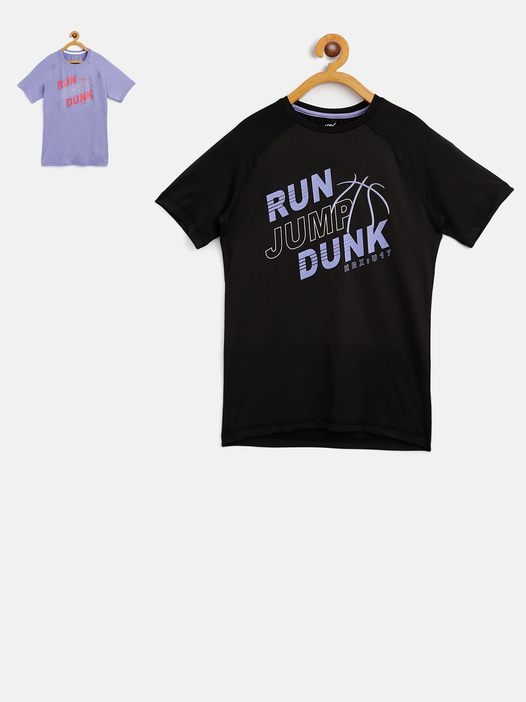 

HRX By Hrithik Roshan U-17 Girls Pack of 2 Rapid-Dry Active Tshirts, Lavender