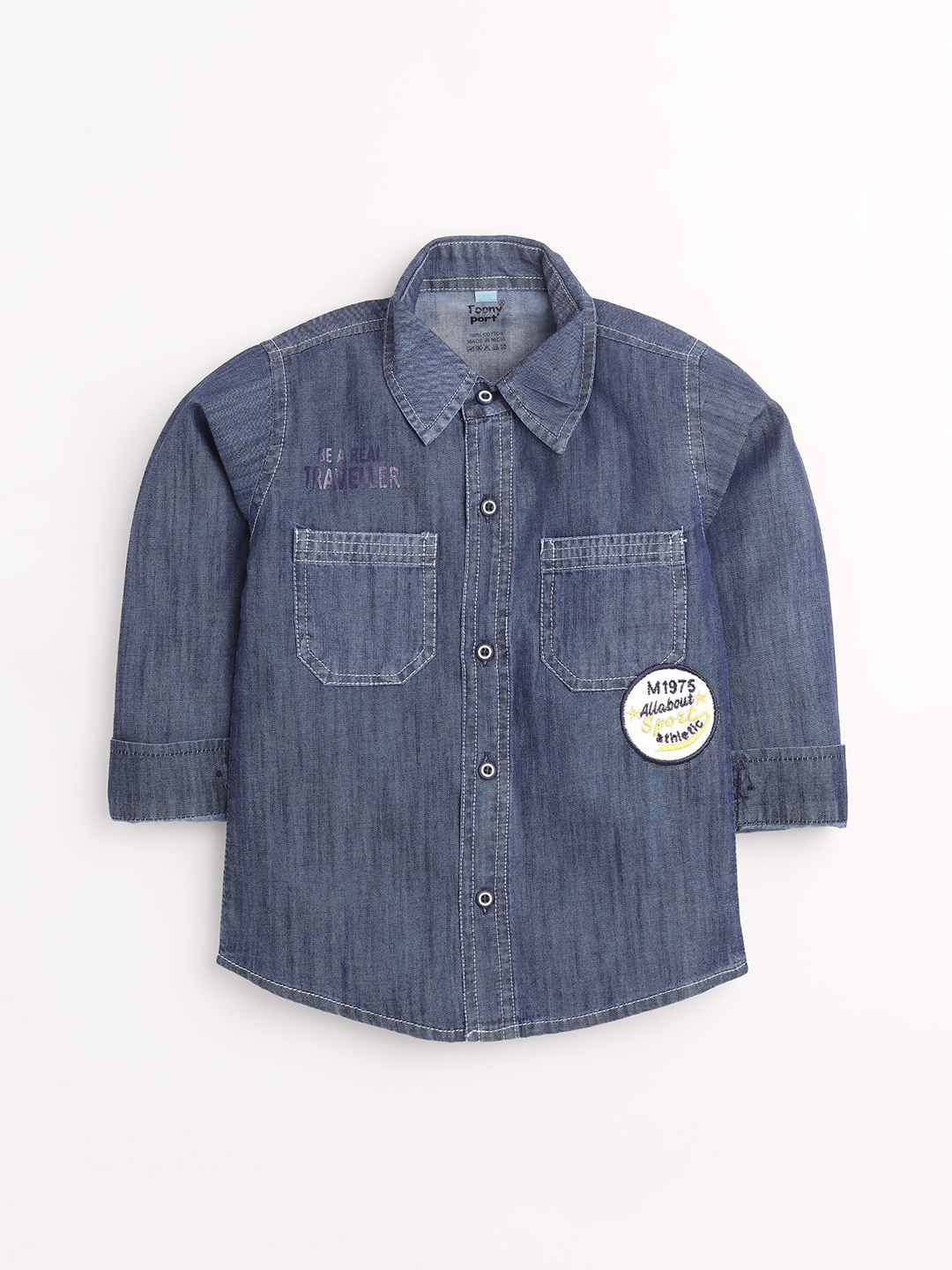 

Toonyport Boys Blue Opaque Casual Cotton Denim Shirt